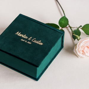 Wedding Ring Box | Personalized Ring Box | Velvet Ring Bearer Box with Removable Ring Bearer Pillow | Box & Ring Pillow for Wedding Ceremony