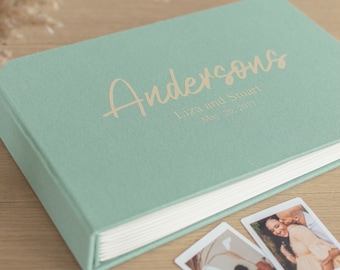 Wedding Guest Book, Green Photo Album for all Photo Sizes, Personalized Instax Mini Wide Square Album, Photo Booth Book for 4x6 2x6 Photos