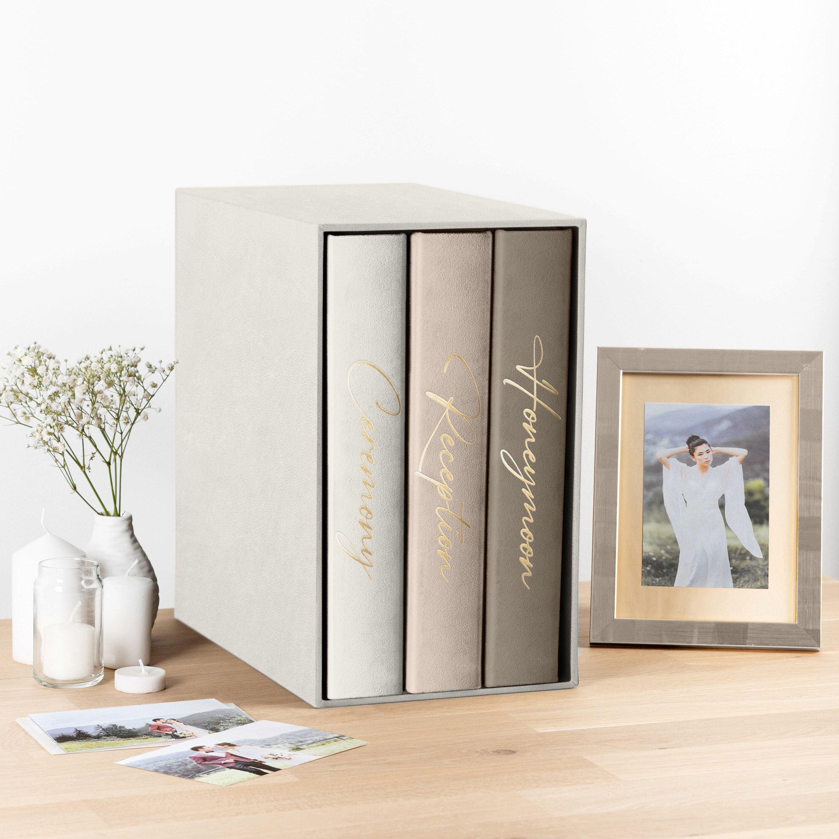 2 Self Adhesive Photo Albums Slipcase Two Personalized Wedding Self-adhesive  Albums With Photo Window Slipcase Hand Made in Europe 