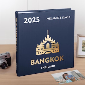 Travel Photo Album | Holds 100-1000 4x6&quot; Photos | Personalized Slip-In Album | Bangkok Vacation Keepsake | Thailand Travel Memory Book