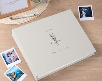 Linen Wedding Guest Book | Personalized Photo Album for all Instant Film Sizes: Mini, Wide, Square etc|Photo Booth Book for 4x6, 2x6  Photos