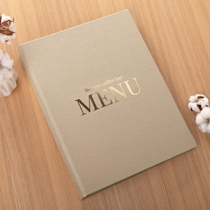 Libros de menú personalizados / Carpetas de menú de restaurante personalizadas / Cubiertas de menú de tapa dura de lino y terciopelo / Portamenús A4 / Cubiertas de menú para bodas