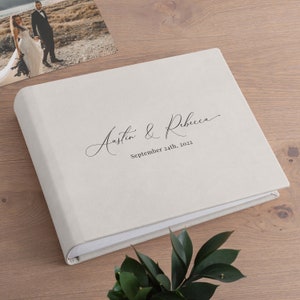 Wedding Photo Album - Modern Wedding Anniversary Gift, Personalized Scrapbook Album, Large Traditional Book Bound Photo Album