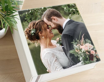 Glass-Covered Wedding Photo Album | Large Self-Adhesive Anniversary Scrapbook | Premium Wedding Gift