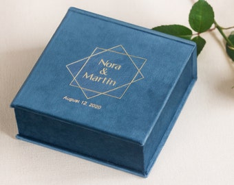 Wedding Ring Box with Removable Ring Pillow, Velvet Ring Bearer Box , Custom Ring Box