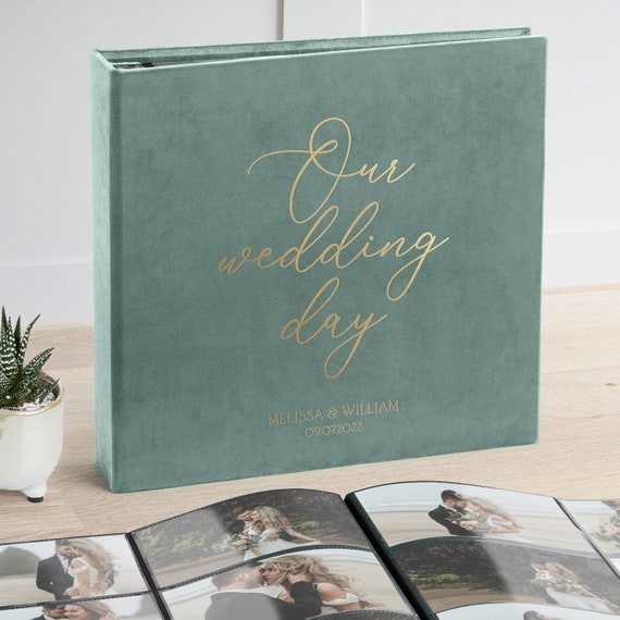 Wedding Photo Album With Sleeves for up to 1000 4x6 Photos, Large Green  Velvet Slip in Photo Album With Photo Window 