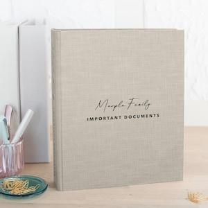 Raccoglitore ad anelli in lino personalizzato / 2, 3, 4 anelli / Cartella con copertina rigida per formati A5, A4, A3, US Letter, Legal, Tabloid / Dimensioni personalizzate possibili