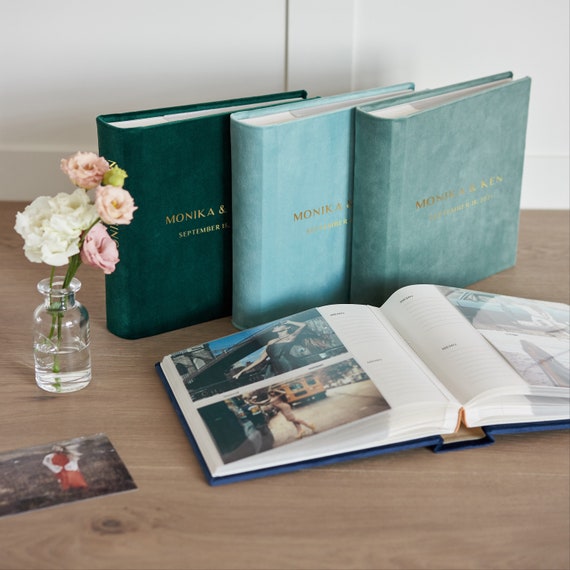 Photo Album With Sleeves for 200 4x6 or 5x7 Photos, Personalized Velvet  Photo Album With Sleeves and Slipcase optional 