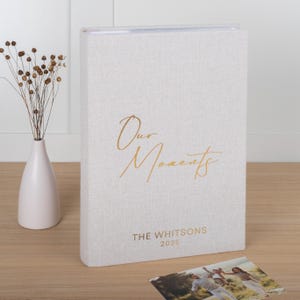 Personalized Photo Album with Sleeves | Custom Slip-In 4x6 Photo Book | Holds 300 Photos | Cashmere Fabric Cover | Keepsake Memory Album