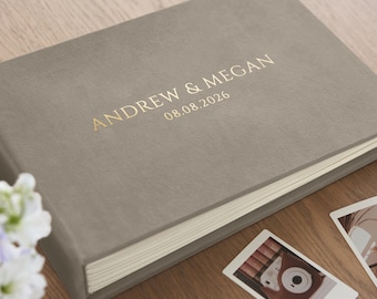 Libro de firmas para bodas, mini álbum Instax, álbum de fotos de terciopelo para bodas (compatible con películas instantáneas), álbum para fotomatón (para fotos de 4x6 y 2x6 pulgadas).