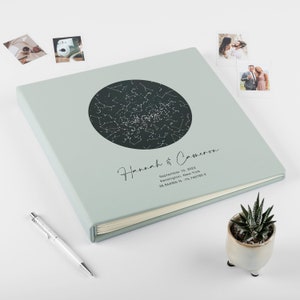 Libro degli ospiti per matrimonio con mappa delle stelle in base a data e luogo, album fotografico in pelle con mappa delle costellazioni per tutti i formati di pellicola istantanea, mini, largo, quadrato 2x6 ecc.
