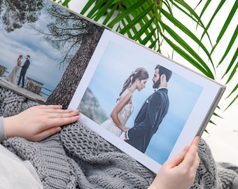 Luxury Wedding Lay Flat Photo Album | Bespoke Flush Mount Album | Photos Printed Directly on Ultra Thick Album Pages, Custom Design Included