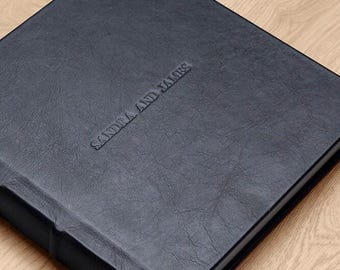 Leren trouwfotoalbum, groot familiefotoalbum, jubileumalbum met Franse binding