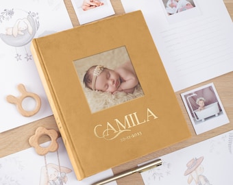 Personalized Baby Memory Book | First 5 Years Photo Album |  Modern Baby Keepsake Album With Photo Window | Hand Made in Europe