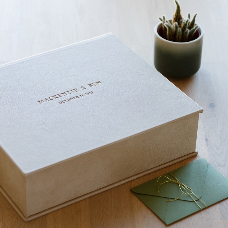 Personalized Wedding Keepsake Box in Eco Leather | Custom Memory Box for Photo Album, Guestbook or Scrapbook