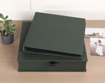 Álbum de boda de cuero con caja / Libro de fotos personalizado / Álbum de recuerdos de aniversario