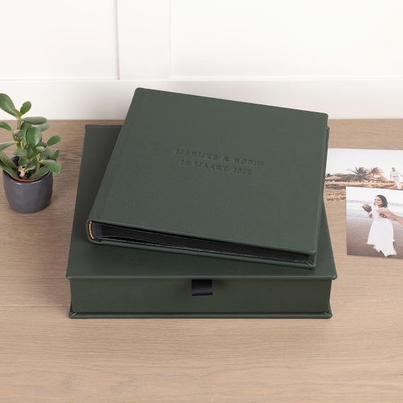 Leather Wedding Album with Box | Personalized Photo Book | Anniversary Keepsake Scrapbook