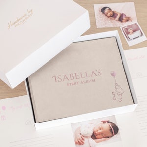 Personalized Baby Girl Book, First Year Baby Memory Book, Baby First Year - Five Year Journal, Modern Baby Shower Gift | Hand Made in Europe