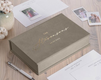 Trouwadvieskaartjes met doosje, alternatief voor een gastenboek, trouw-Mad Lib-kaartjes in een gepersonaliseerd fluwelen doosje, advieskaartjes voor een vrijgezellenfeest