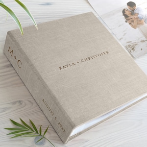 Hochzeitsfotoalbum für 8x10 Fotos, personalisiertes Einsteckfotoalbum für 20x25 cm Fotos, personalisiertes Buch mit 8x10 Hüllen, handgefertigt in Europa