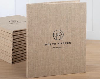 Fundas de menú personalizadas con banda elástica / Portamenús de lino a medida / Libros de menús de restaurante de tapa dura / Carpetas de menús para bodas o eventos