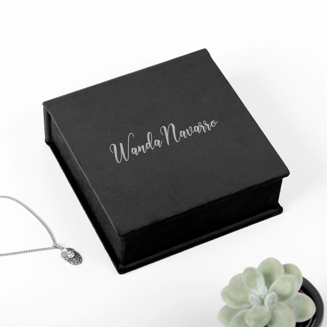 Personalized Necklace Gift Box Velvet or Suede Wedding Etsy