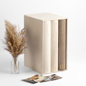 Un set di 3 album fotografici e custodia, album per anniversario in velluto, album fotografico di famiglia, album fotografico di viaggio, album di ritagli, album fotografico di grandi dimensioni