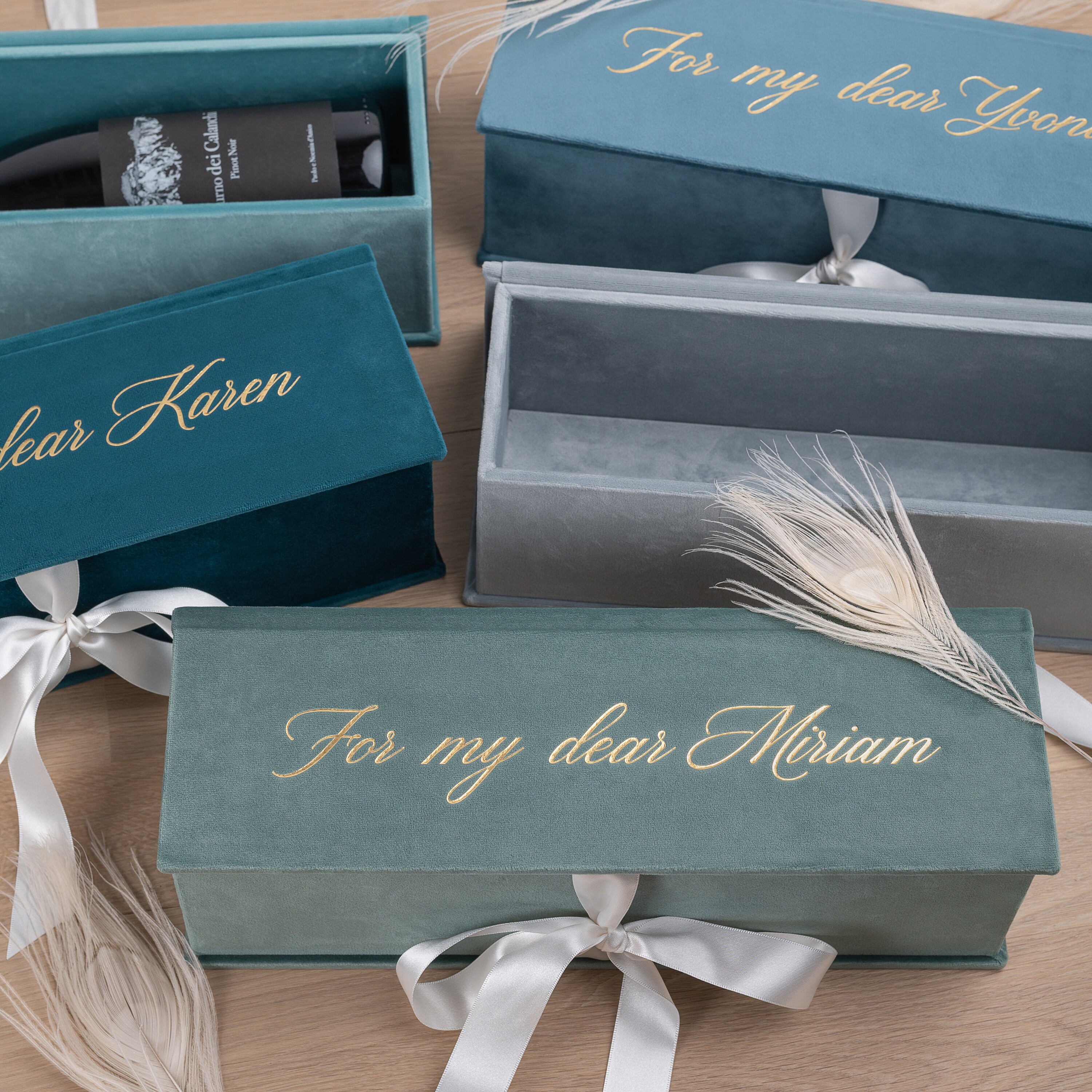 Personalized Wine Bottle Box, Champagne Gift Box for Wedding Guests ...