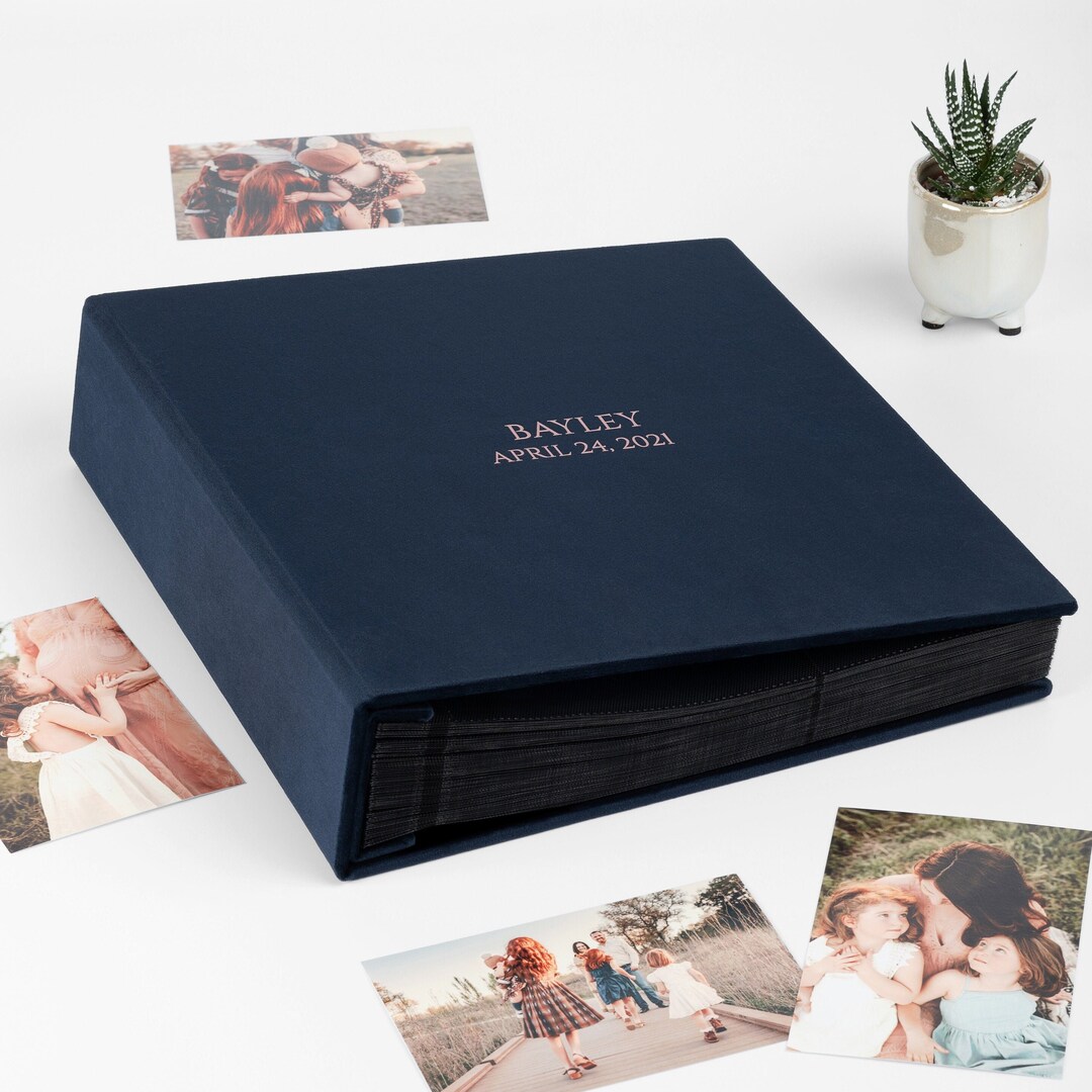 Photo Album With Sleeves for 4x6 Photos, Large Navy Blue