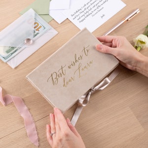 Sobre de dinero personalizado, sobre de boda, sobre de terciopelo para regalo en efectivo, para Navidad, cumpleaños, graduación y felicitaciones.