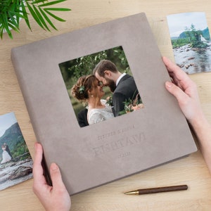 Leather Wedding Photo Album with Sleeves for 4x6 Photos | Slip In Photo Album with Photo Window - Holds up to 1000 10x15cm Photos