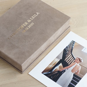 Caja de fotos de boda con paspartú, caja con 20 paspartú sin ácido, caja de lujo para fotos de boudoir, el mejor regalo de aniversario para tu esposo.