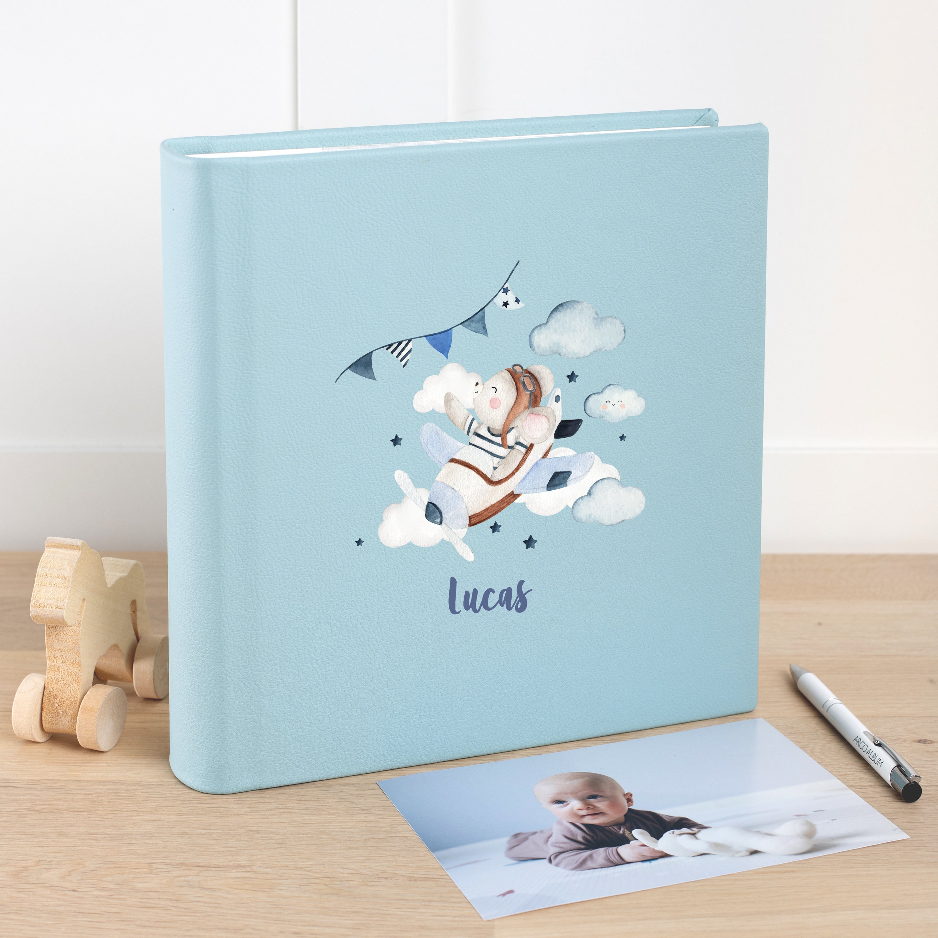 Baby Slip in Photo Album for 200 4x6 or 5x7 Photos, Personalised Photo Album  With Sleeves for 10x15cm or 13x18cm Photos, Baby Birthday Gift 