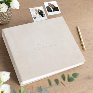 Wedding Guest Book for Instant Photos | Personalized Suede Sign-In Book | Photo Booth Album for 2x6 & 4x6 Prints | Guestbook Alternative