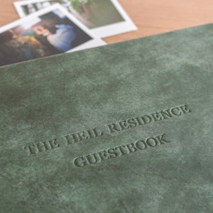 Leather Guest Book with Lined Pages | Personalized Sign In Wedding Guest Book | Custom Embossed Guestbook | 100/200 pages image 2