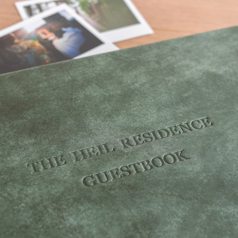 Leather Guest Book with Lined Pages | Personalized Sign In Wedding Guest Book | Custom Embossed Guestbook | 100/200 pages image 2