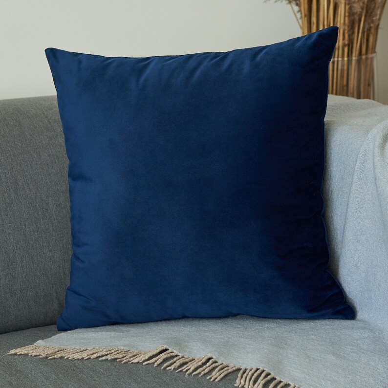 Blue Velvet Pillow Case Navy Blue Velvet Throw Pillow Cover Etsy