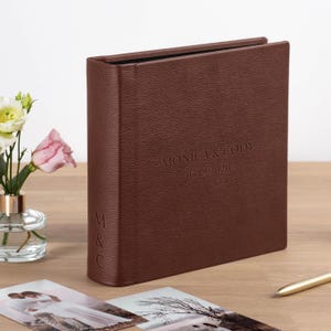 Wedding Photo Album with Sleeves for 40-200 4x6 Photos | Finest Italian Leather Slip In Photo Album + Slipcase | Hand Made in Europe