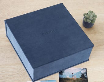 Suede Memory Box, Keepsake Box, Photo Album Clamshell Box, Custom Size Scrapbook Box