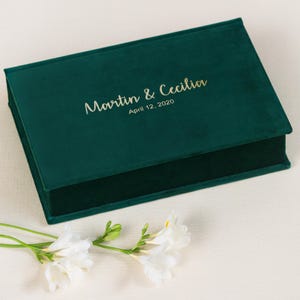 Caja de terciopelo con tapa, caja para álbumes de fotos, caja de recuerdos, caja para álbumes de recortes verde esmeralda