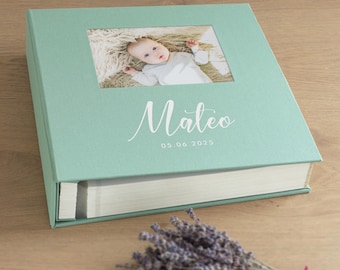 Self-adhesive Baby Photo Album, Baby Memory Book, Baby Scrapbook Album with Photo Window, Baby Shower Gift | Hand Made in Europe