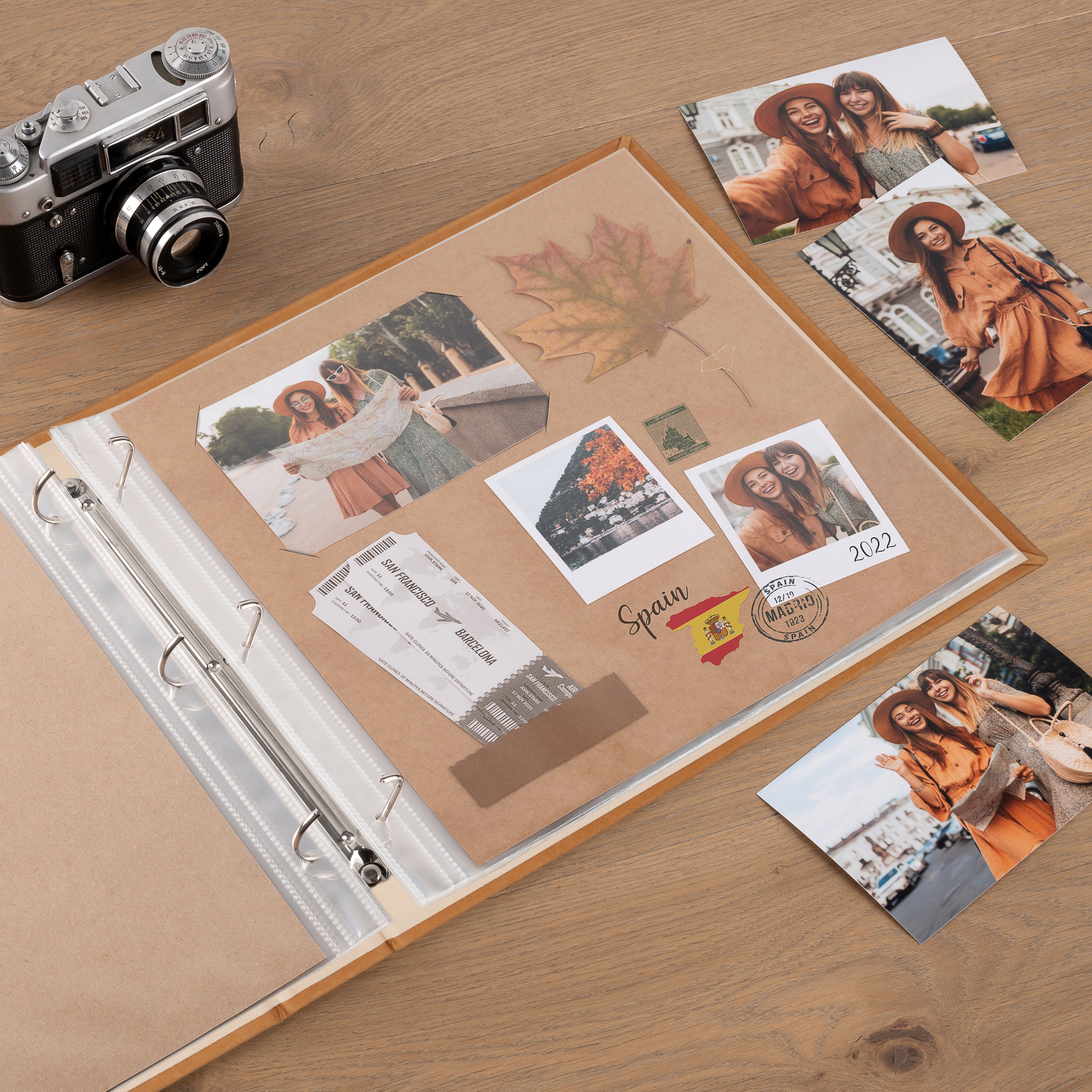 12x12 Leather Scrapbook Album, Rustic Personalized Family Photo