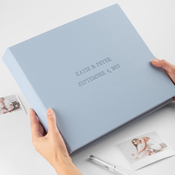 3 Wedding Self-adhesive Albums Slipcase, Personalized Eco Leather