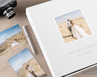 Wedding Photo Album with Sleeves for up to 1000 4x6 Photos, Custom Eco Leather Slip In Photo Book with Photo Window Hand Made in Europe