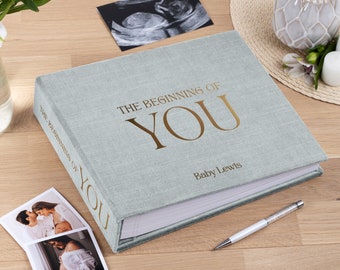 Pregnancy Gift for Expecting Mom, Linen Pregnancy Journal - Planer, Pregnancy Diary Gender Neutral, Personalized Pregnancy Book | Arcoalbum