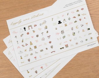 Set di adesivi emoji per matrimoni / Adesivi trasparenti per libri degli ospiti / Etichette divertenti per auguri e ricordi felici