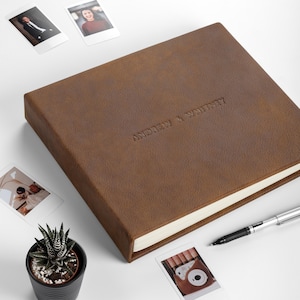 Leather Wedding Guest Book Alternative | Personalized Photo Album for all Instant Film Sizes | Photo Booth Book for 4x6 2x6 Photos