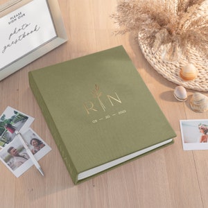 Linnen Bruiloft Gastenboek Alternatief, Verticaal Gepersonaliseerde Foto Gastenboek voor alle Instant Foto's, Photo Booth Boek voor 2x6 en 4x6 Foto's afbeelding 2