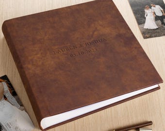 Álbum de fotos de piel italiana / Álbum de recuerdos de boda personalizado / Libro de recuerdos de viajes y familia