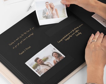 Personalized Wedding Guest Book | Eco Leather Photo Album with Black or White Pages | Fits all Instax, Polaroid, 4x6, 2x6 Photo Booth Strips